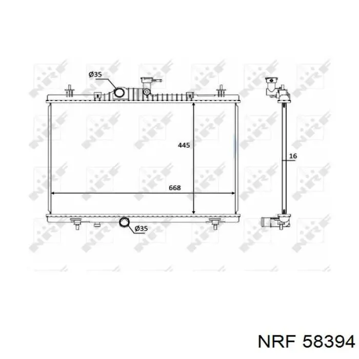 Radiador refrigeración del motor 58394 NRF