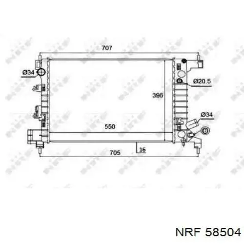 Radiador refrigeración del motor 58504 NRF