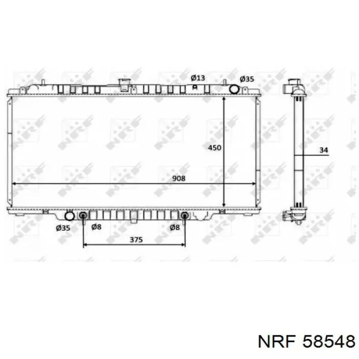 Radiador de calefacción 58548 NRF