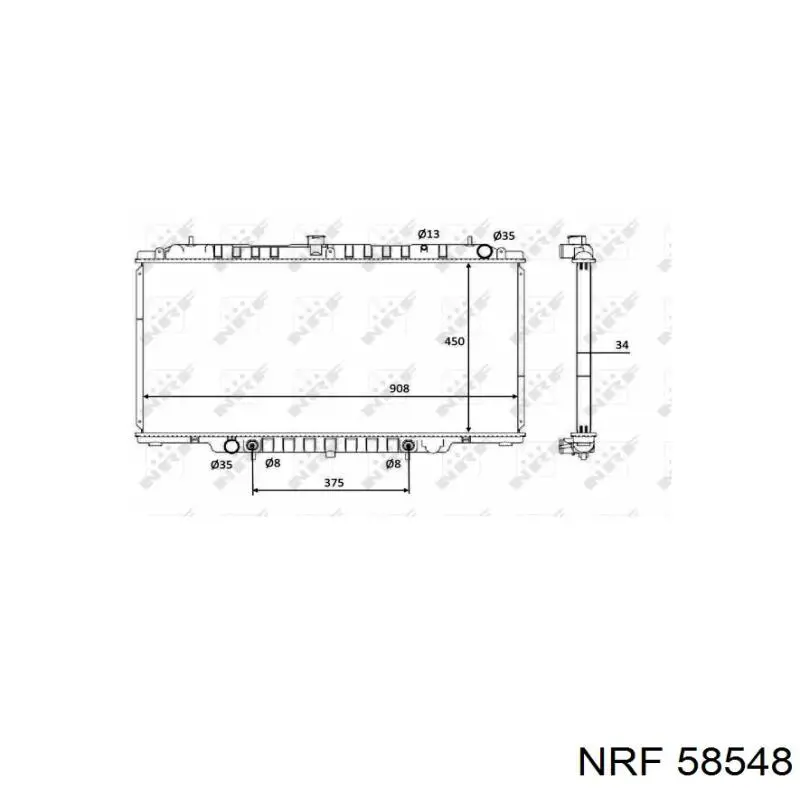 Radiador de esfriamento de motor 58548 NRF