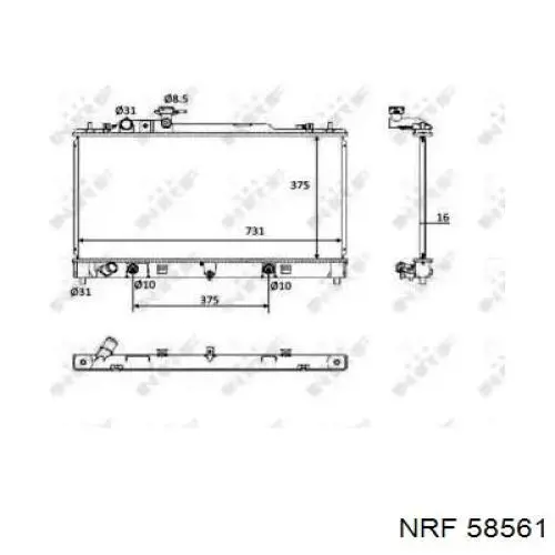 Радиатор охлаждения двигателя NRF 58561 цена, от 98.43 USD