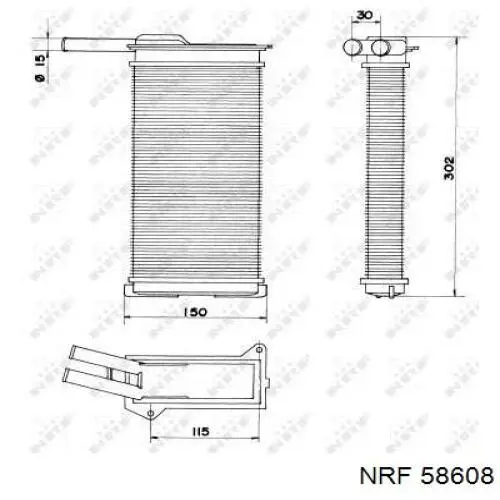 Radiador de calefacción 58608 NRF