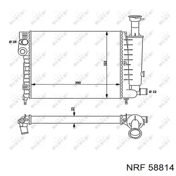 Радиатор охлаждения двигателя NRF 58814 цена, от 46.34 USD