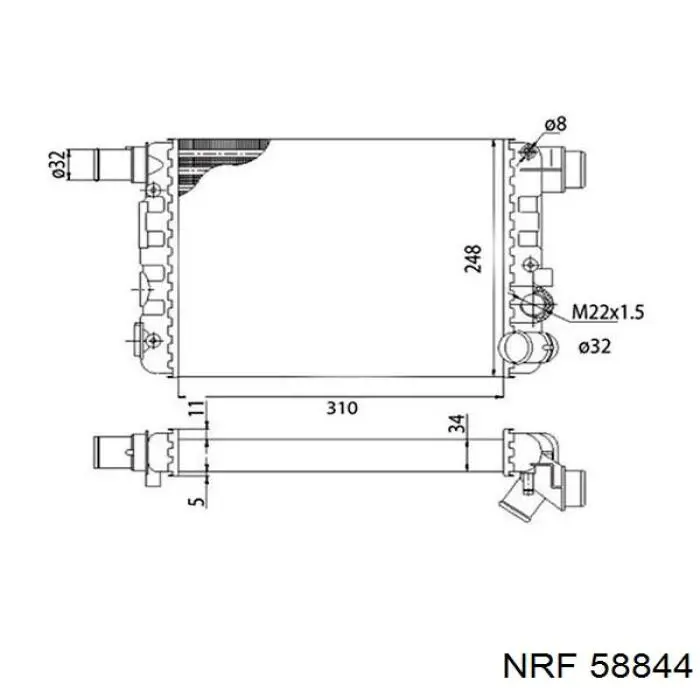 Радиатор охлаждения двигателя NRF 58844 цена, от 30.43 USD