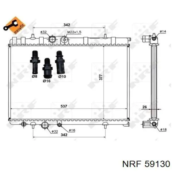 Радиатор охлаждения двигателя левый 59130 NRF