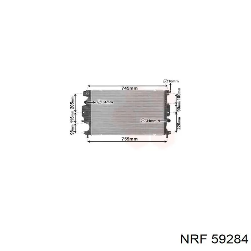 Radiador refrigeración del motor 59284 NRF