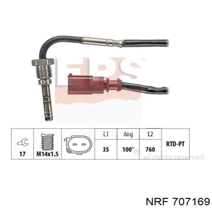 707169 NRF Датчик температуры отработавших газов (ОГ), перед сажевым фильтром