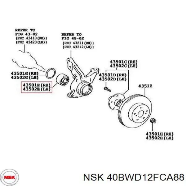 40BWD12FCA88 NSK подшипник ступицы передней