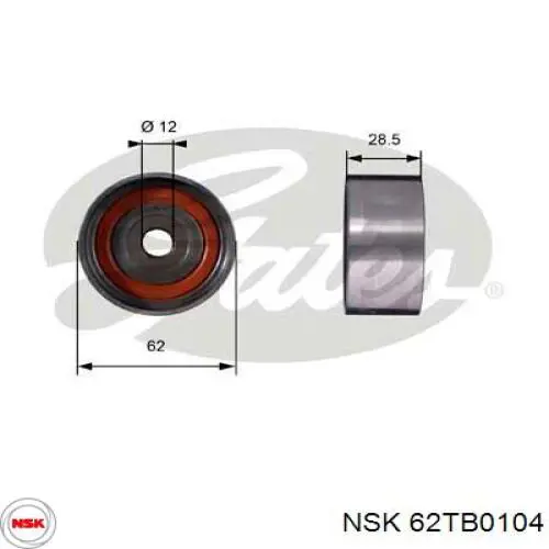 Rodillo intermedio de correa dentada 62TB0104 NSK