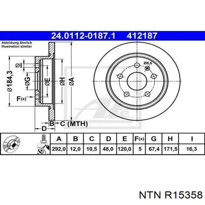 Ступицы задних колес NTN R15358 цена, от 68.78 USD