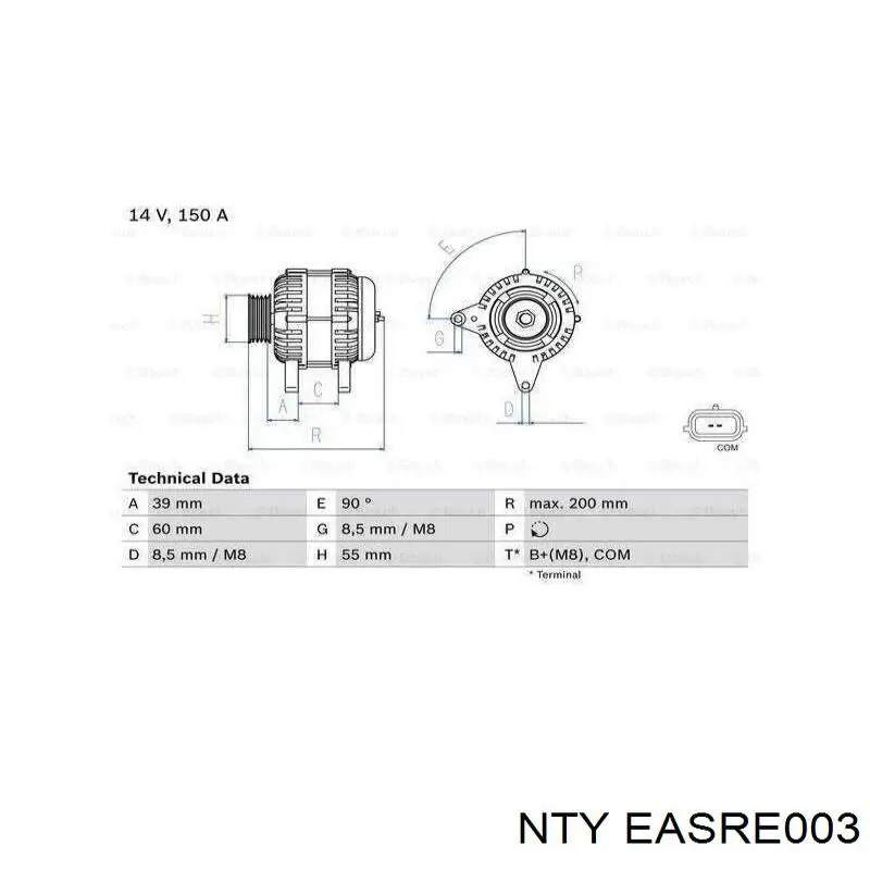 Купить EASRE003 NTY Шлейф Airbag
