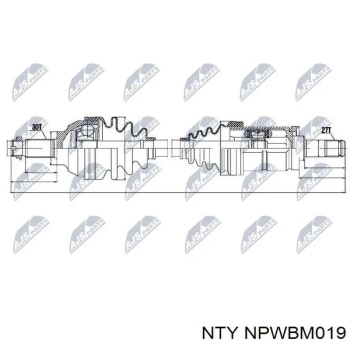 NPW-BM-019 NTY полуось (привод передняя левая)