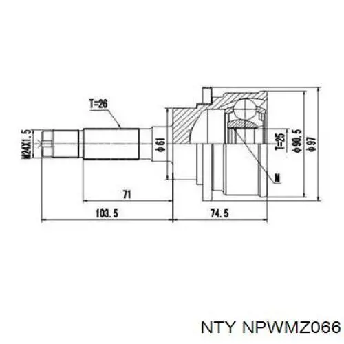 Привод передний правый NTY NPWMZ066 цена, от 85.23 USD