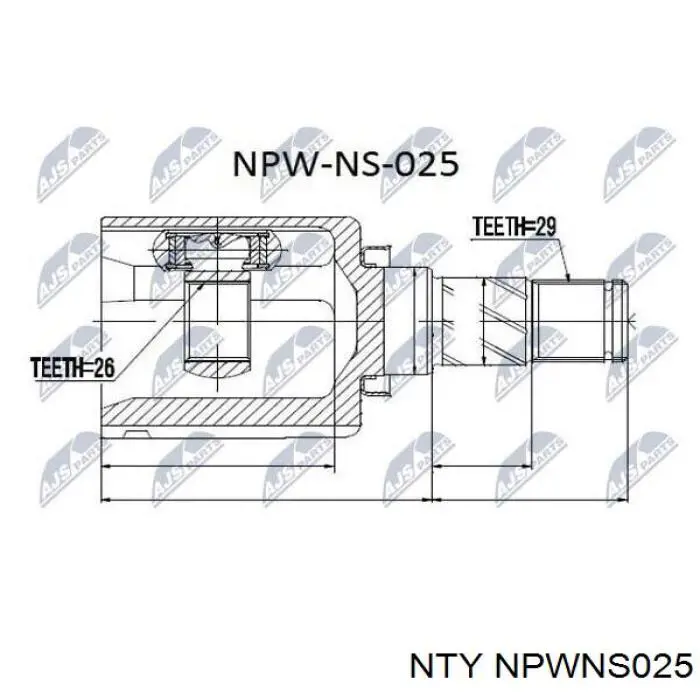 NPWNS025 NTY semieixo (acionador dianteiro esquerdo)