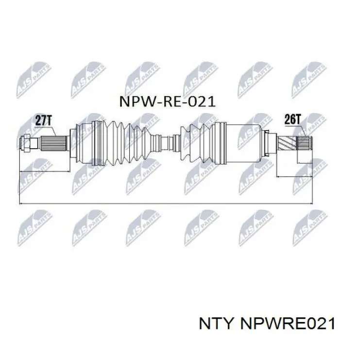 NPW-RE-021 NTY semieixo (acionador dianteiro esquerdo)