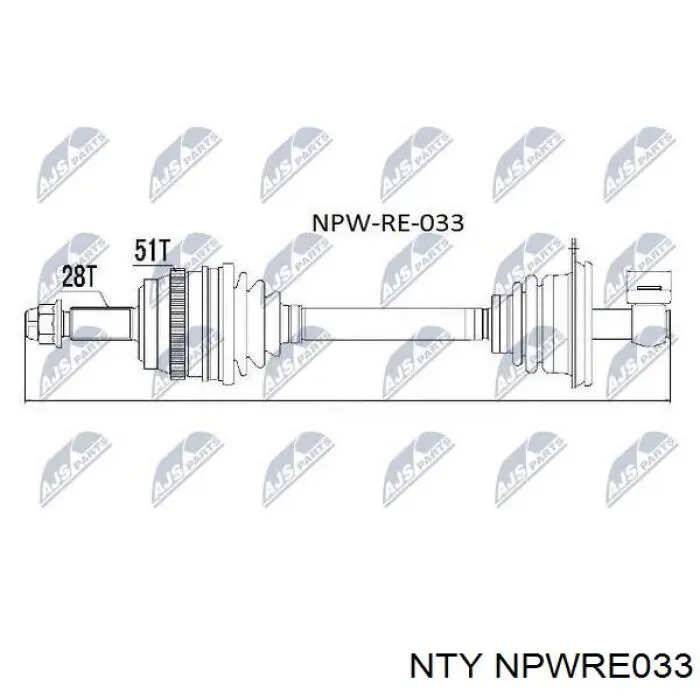 NPW-RE-033 NTY полуось (привод передняя левая)
