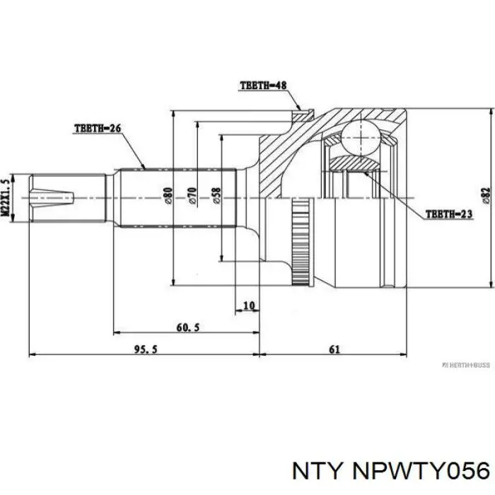 Привод передний правый NTY NPWTY056 цена, от 66.56 USD