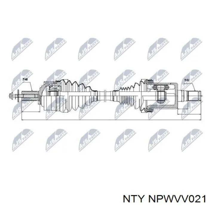 Привод передний левый NTY NPWVV021 цена, от 101.05 USD