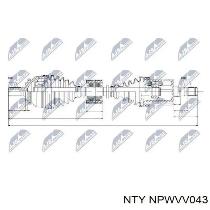 Привод передний левый NTY NPWVV043 цена, от 75.39 USD