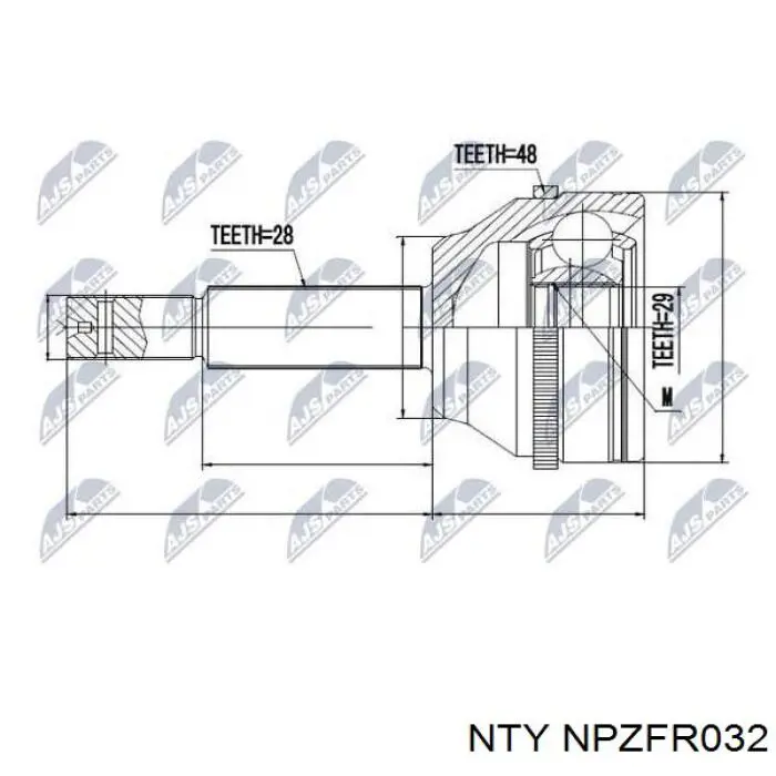 ШРУС наружный передний NPZFR032 NTY