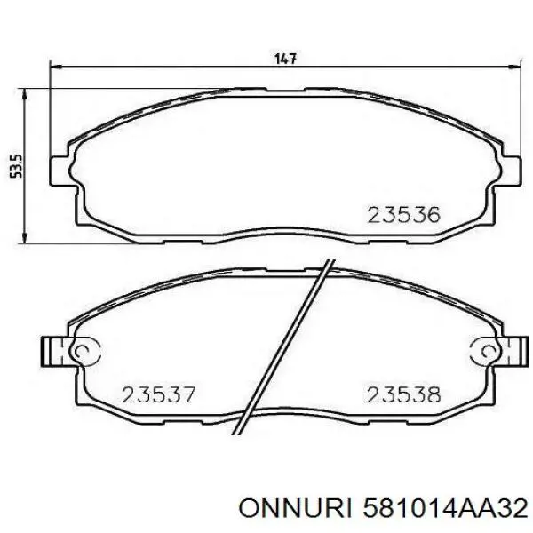 Колодки тормозные передние дисковые ONNURI 581014AA32