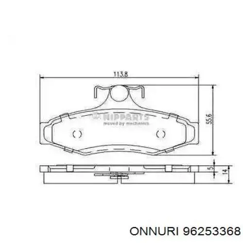 Колодки тормозные задние дисковые Onnuri 96253368