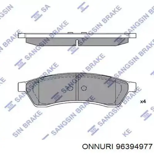 Задние барабанные колодки 96394977 Onnuri