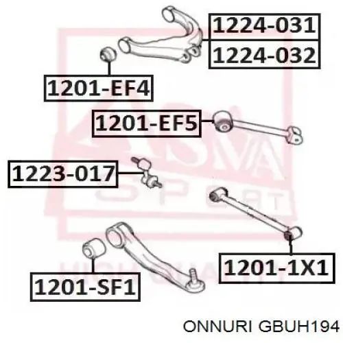 Сайлентблок заднего верхнего рычага GBUH194 Onnuri