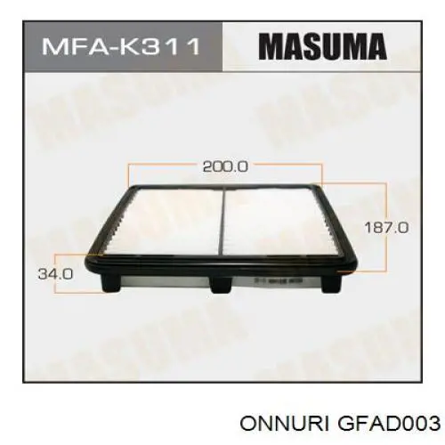 Элемент воздушного фильтра Onnuri GFAD003 цена, от 3.58 USD