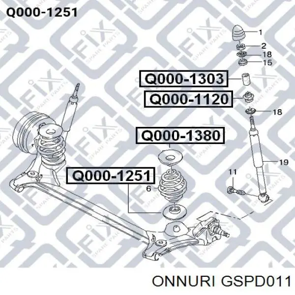 Проставка задней нижней пружины GSPD011 Onnuri