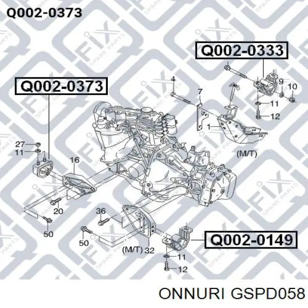 Soporte de motor derecho GSPD058 Onnuri