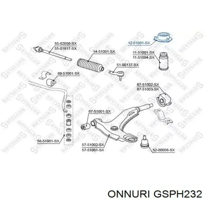 GSPH232 Onnuri Подушка амортизатора переднего