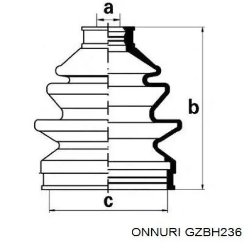 GZBH236 Onnuri Пыльник ШРУСа передней полуоси внутренний