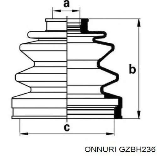 Купить GZBH236 Onnuri Пыльник гранаты внутренний, передней полуоси