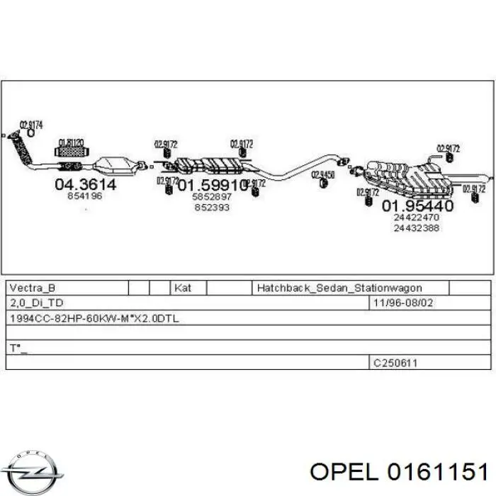Купить 0161151 Opel Ветровое стекло