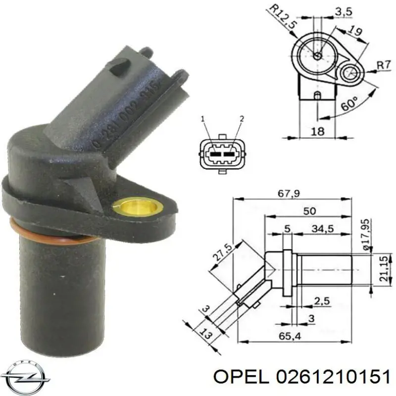 Датчик коленвала 0261210151 Opel
