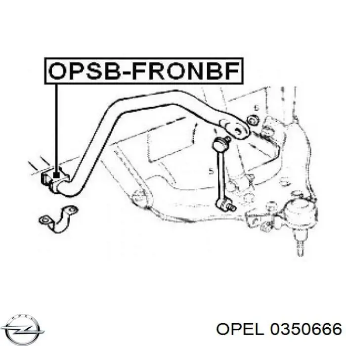 Втулка переднего стабилизатора 0350666 Opel