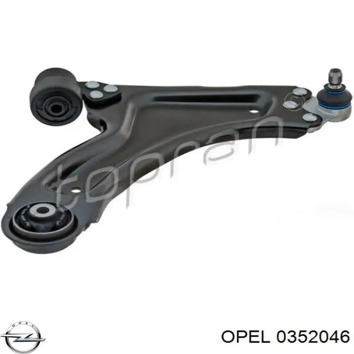 0352046 Opel braço oscilante inferior direito de suspensão dianteira