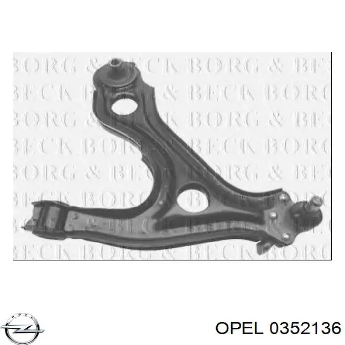 0352136 Opel Рычаг передней подвески нижний, правый