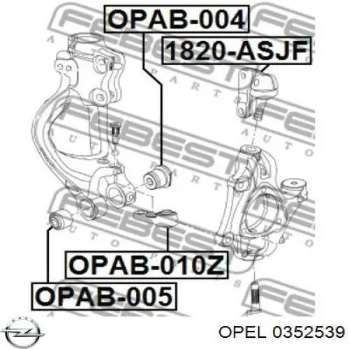 Сайлентблок передней цапфы (кулака)  Opel 0352539