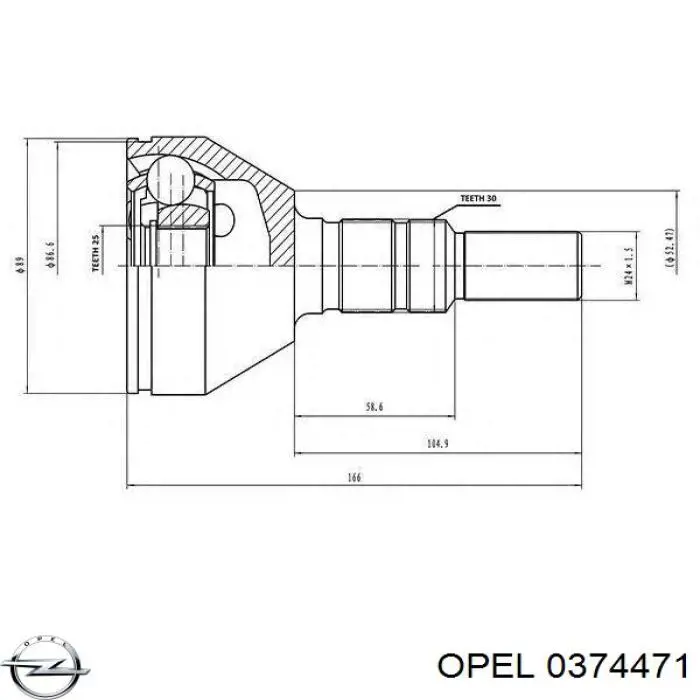 Полуось (привод) передняя левая 0374471 Opel