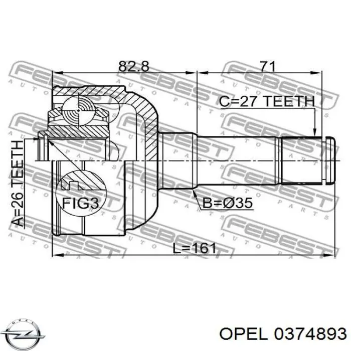 Привод передний правый Opel 374893 цена, от 80.38 USD