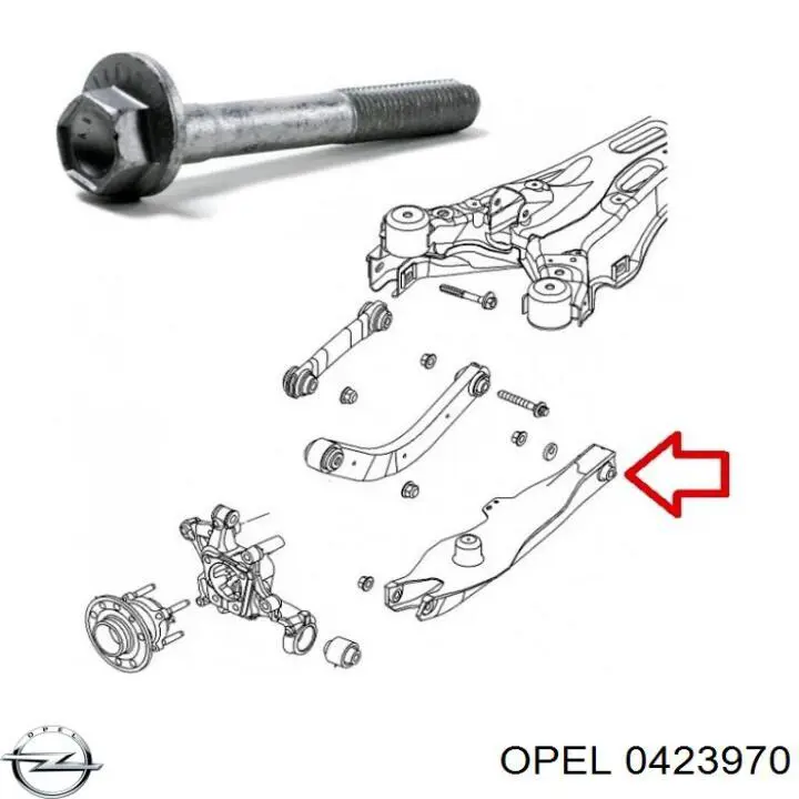 Болт крепления заднего развального рычага, внутренний Opel 0423970 цена, от 10.27 USD