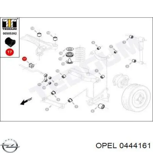 0444161 Opel втулка стабилизатора заднего
