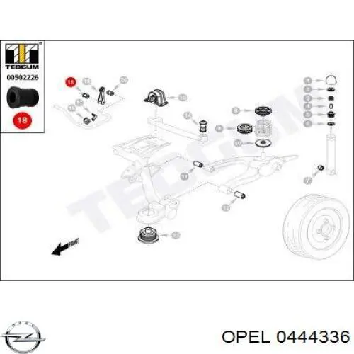 0444336 Opel втулка стабилизатора заднего наружная