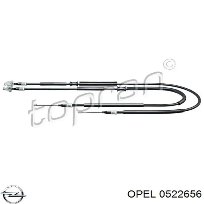 0522656 Opel трос ручного тормоза задний правый/левый