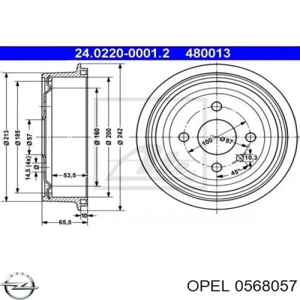 0568057 Opel Тормозной барабан