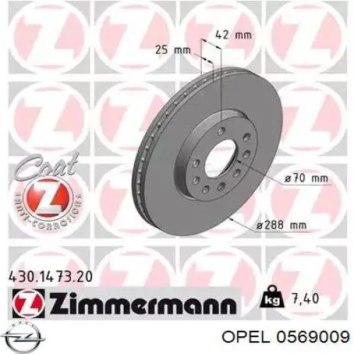 Тормоз дисковый передний Opel 0569009 цена, от 46.33 USD