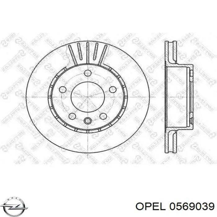 Передние тормозные диски 0569039 Opel