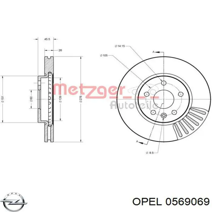 Купить 0569069 Opel Ротор тормозной